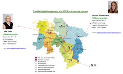Zuständigkeitsregionen Willkommenslotsinnen